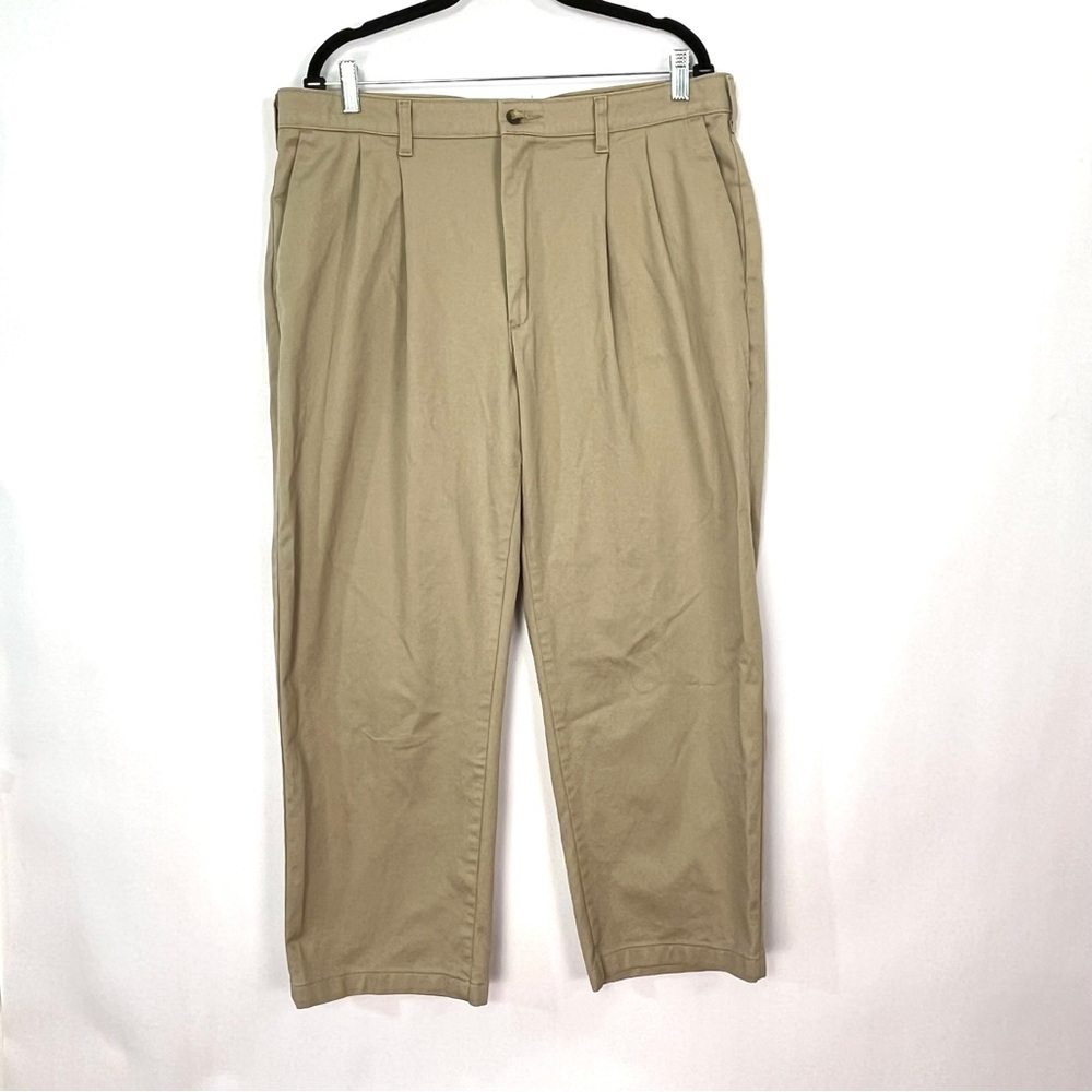 Wrangler Comfort Solutions Series Tan Khaki Pleated Front Dress Pants Sz 36x30 - Picture 1 of 5